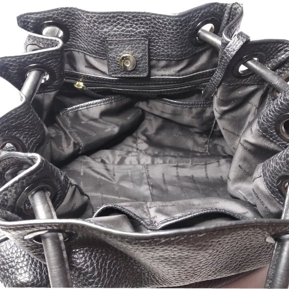 Michael Kors Handbag Purse Dalia 30T6GDYE3L Drawstring Pebbled Leather Black - Picture 7 of 9